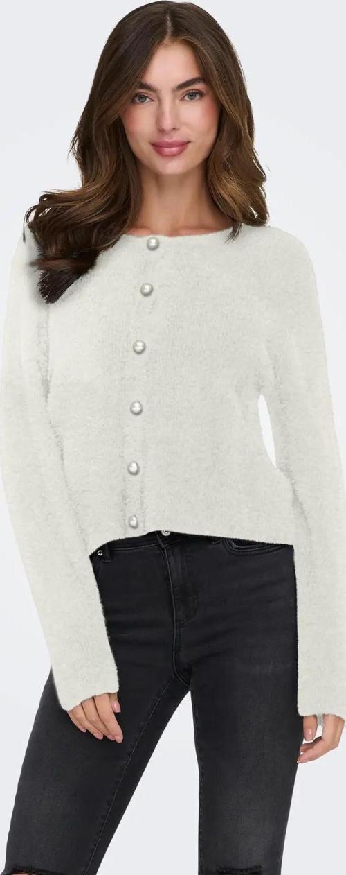 Kadın Onlpetra İnci Düğmeli Bisiklet Yaka Örgü Hırka 15350655 Ekru