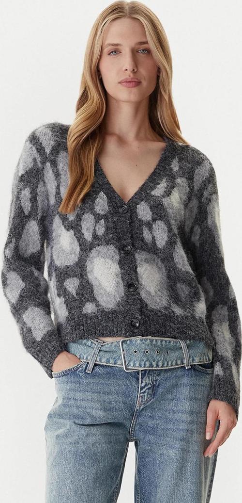 Kadın Onledelıe V Yaka Desenli Yün Hırka 15353090 Gri