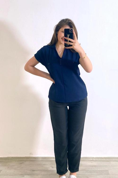 Ayrobin Kumaş Gömlek Lacivert