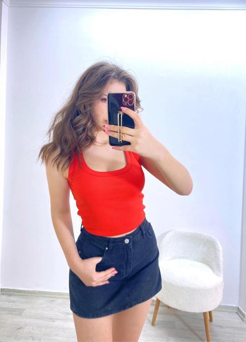 Kaşkorse Kumaş Kırmızı Crop