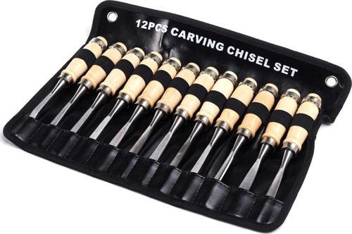 Ahşap - Taş - Seramik Oyma Profesyonel Seti (Iskarpela Takımı) 12'li