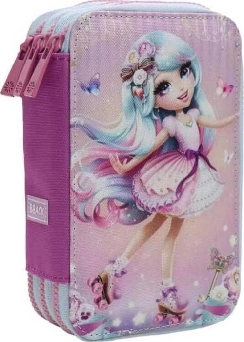 Bback 3 Katlı Kalem Çantası / Kalemlik / Kalem Kutusu Patenli Kız