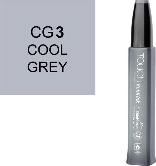 Touch Twin Marker Refill Alcohol Ink Alkol Bazlı Mürekkep 20 ml. CG3 COOL GREY 3