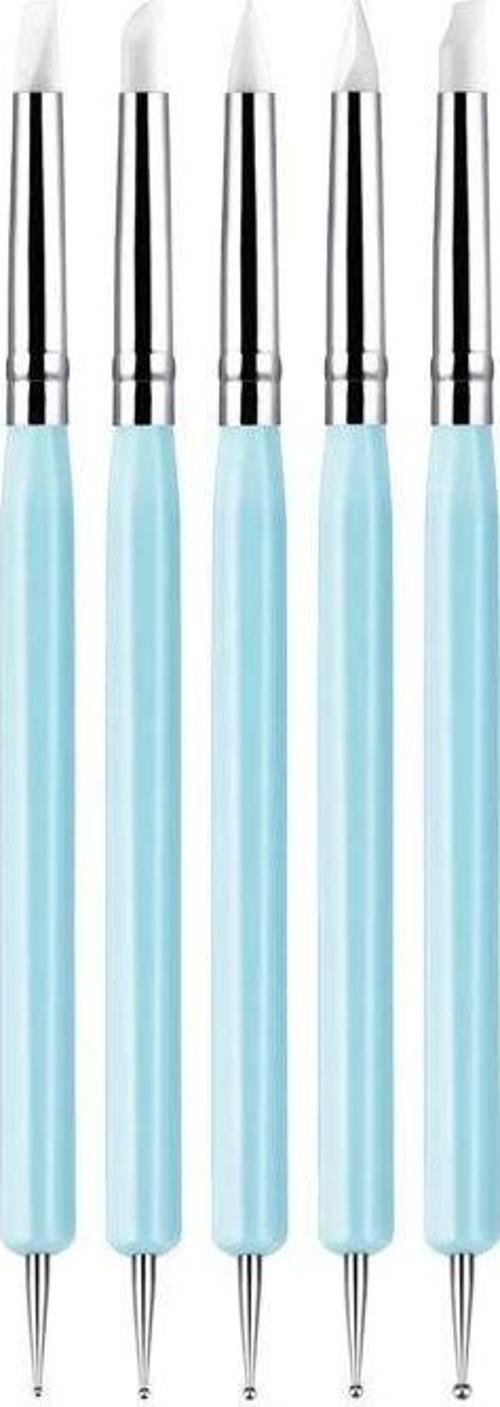 Kabartma Kalemi + Silikon Uçlu Fırça Seti Çift Yönlü 5'li