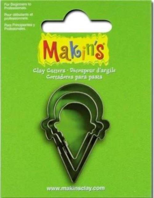 Makin's Clay Polimer Kil Kesme Kalıbı 3 Parça Dondurma Külahı