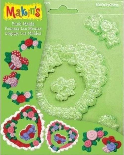 Makin's Clay Push Mold Polimer Kil Şekillendirme Kalıbı Kalpler