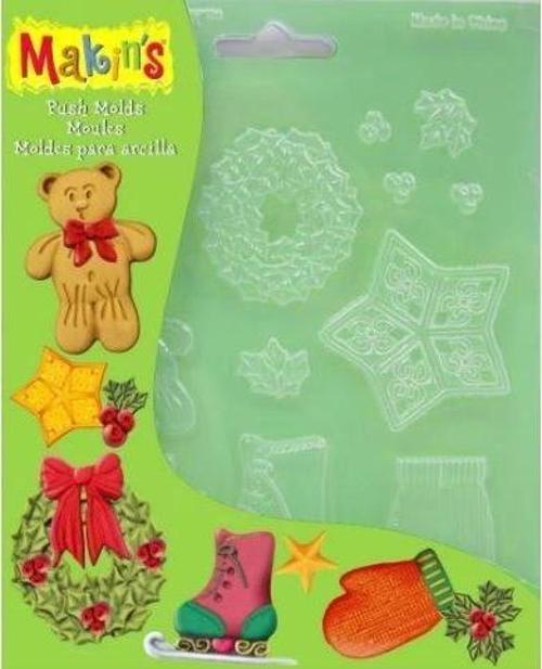 Makin's Clay Push Mold Polimer Kil Şekillendirme Kalıbı Yılbaşı Süsleri