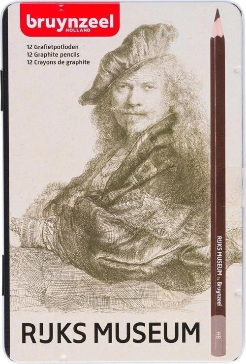 Bruynzeel Graphite Pencils Rijksmuseum Rembrandt Dereceli Karakalem Eskiz Çizim Seti 12'li