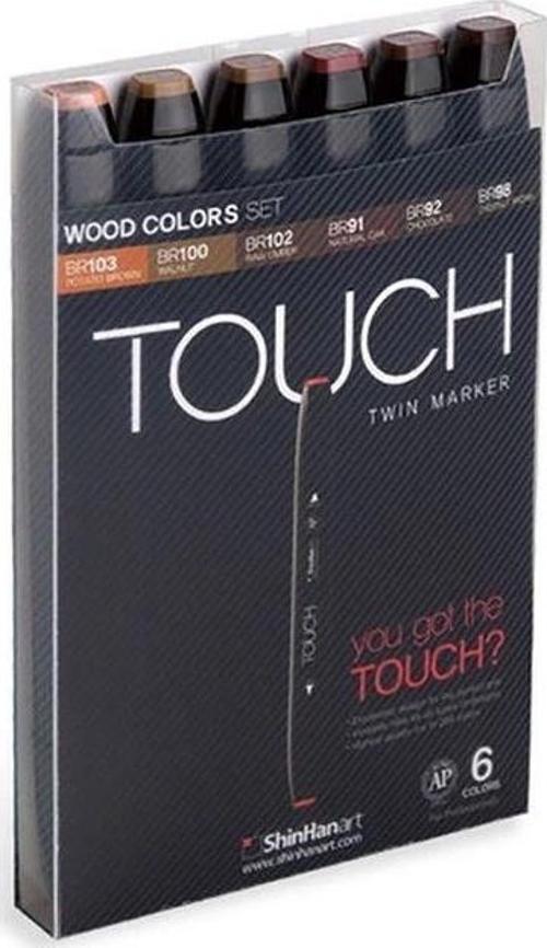 Touch Twin Marker Seti 6 Renk AHŞAP RENKLERİ