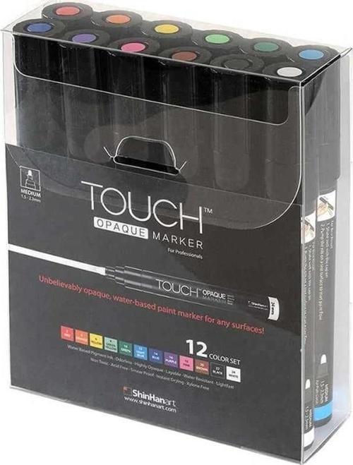 Touch Opaque Marker Su Bazlı Akrilik Boyama Markörü Kalemi Seti 12 Renk Medium Uç (1.5-2.3 mm)