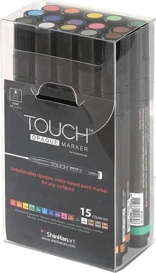 Touch Opaque Marker Su Bazlı Akrilik Boyama Markörü Kalemi Seti 15 Renk Fine Uç (0.8-1.3 mm)