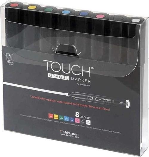 Touch Opaque Marker Su Bazlı Akrilik Boyama Markörü Kalemi Seti 8 Renk Medium Uç (1.5-2.3 mm)