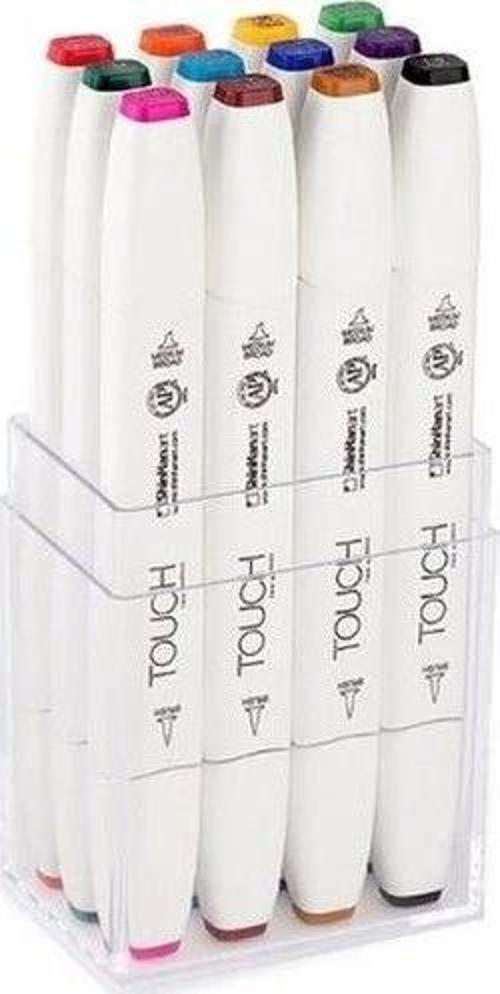 Touch Twin Brush Marker Fırça Uçlu Marker Seti 12 Renk ANA RENKLER