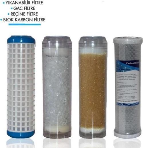Daire Bina Sayaç Girişi 10" Inch 4 Aşama ( Yıkanabilir , Silifoz , Reçine , Blok ) Yedek Filtre Seti