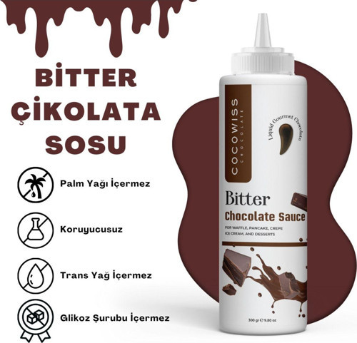 Bitter Çikolata Sos 980g - Waffle & Krep & Pankek Sos