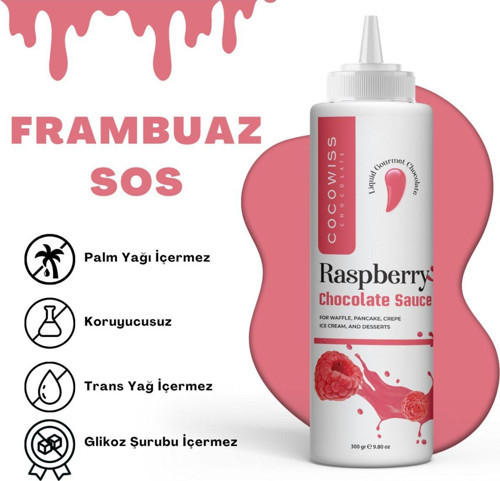 Frambuaz Aromalı Çikolata Sos 980g - Waffle & Krep & Pankek Çikolata Sos