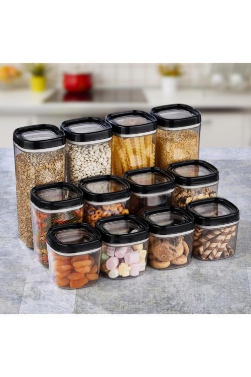 Bonny Erzak Saklama Kabı 12Li Set 1,8 Lt 1 Lt 600 ml Siyah