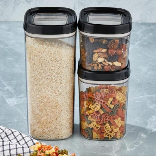 Bonny Erzak Saklama Kabı 3lü Set 1,8Lt - 1Lt - 600Ml Siyah