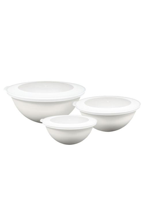 Lunar Kapaklı Kase 3Lü Set 3Lt 2Lt 1Lt Beyaz