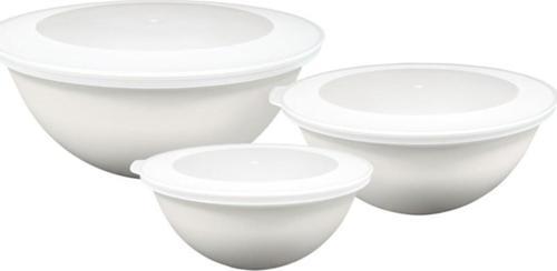 Lunar Kapaklı Kase 3Lü Set 3Lt 2Lt 1Lt Beyaz