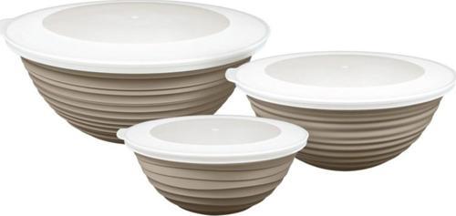 Galaksi Desenli Kapaklı Kase 3Lü Set 3Lt 2Lt 1Lt Bej