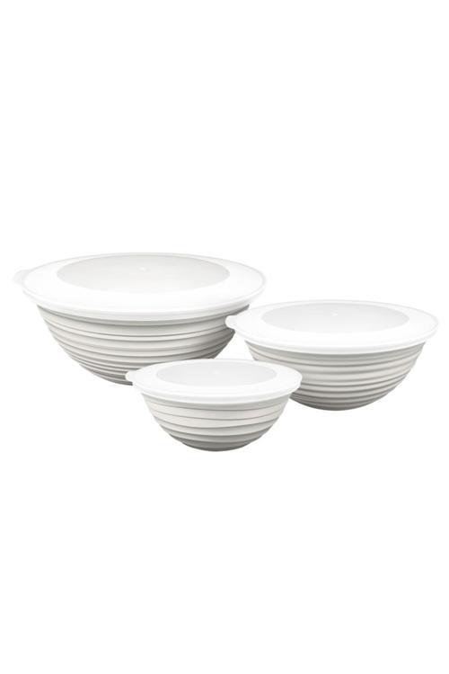 Galaksi Desenli Kapaklı Kase 3Lü Set 3Lt 2Lt 1Lt Beyaz