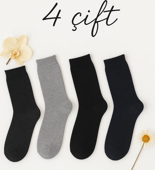 4 Çift Erkek Soket Çorap Seti Siyah-Gri