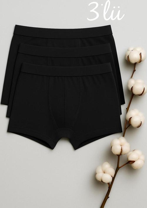 3’Lü Siyah Erkek Boxer Seti Esnek Kumaş – Pamuklu Rahat İç Giyim Xl Beden
