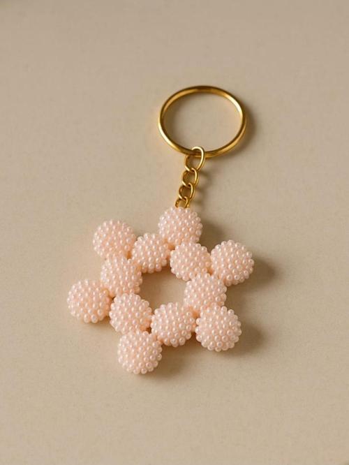 El Yapımı Yıldız Desenli Boncuk Anahtarlık – Çanta Süsü & Hediyelik Aksesuar