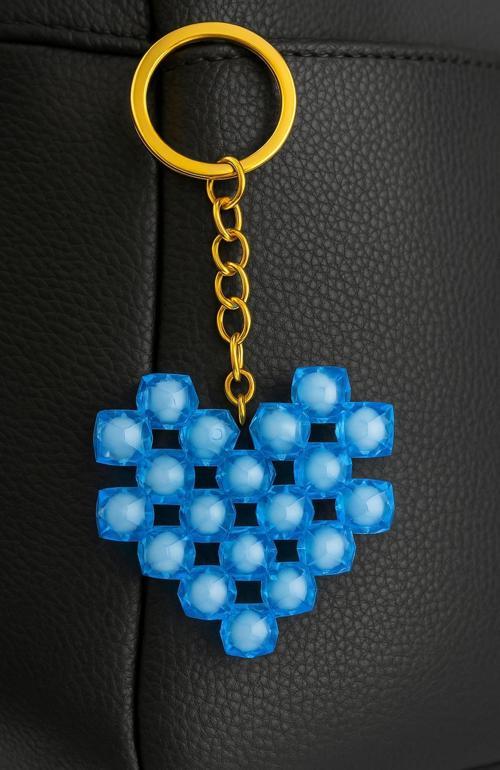 El İşçiliği Kalpli Mavi Boncuklu Anahtarlık – Şık Çanta Süsü