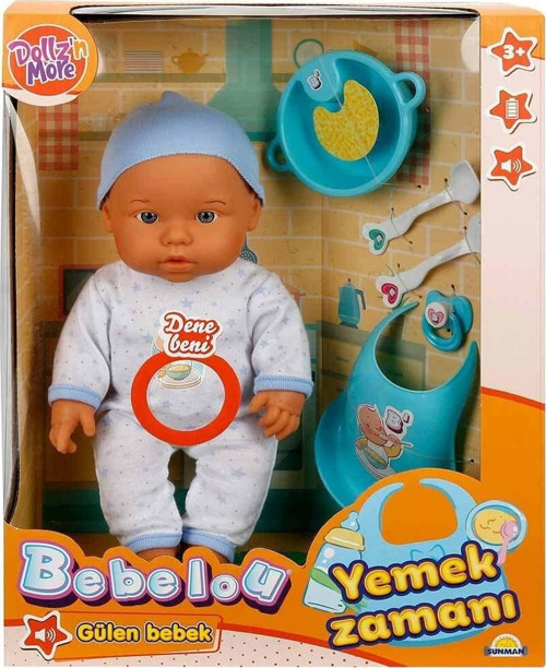 030021 Sunman, Bebelou Yemek Zamanı Sesli Bebek Seti 35 cm / +3 yaş