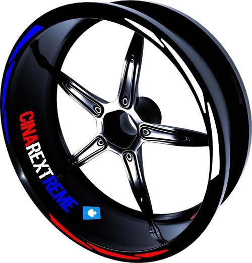 Russian Design Beyaz Mavi Kırmızı Rus Jant Şeridi Sticker