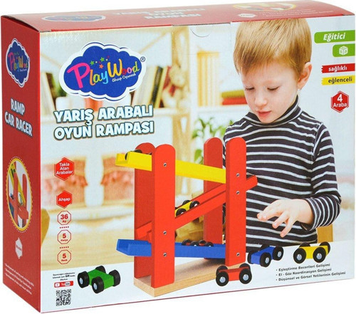 ONY-382 PlayWood Ahşap Yarış Arabalı Oyun Rampası-Onyıl