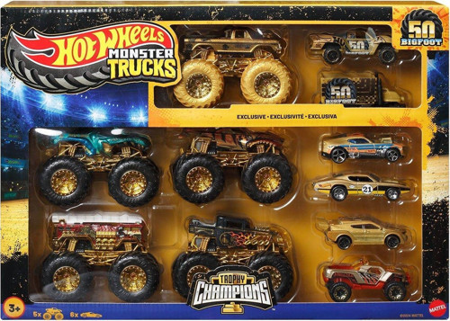 JDW07 Hot Wheels Monster Trucks Bigfoot Trophy Şampiyonları Araba ve Kamyon Çokl