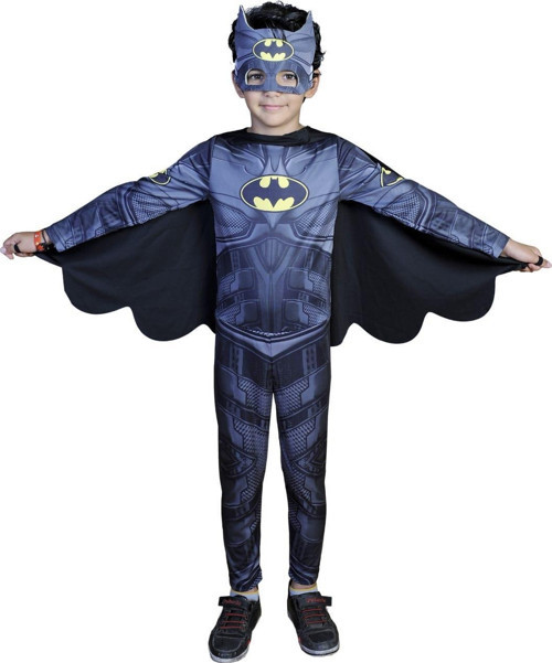 Pelerinli Batman Kostümü - Maskeli Batman Kostüm - Batman Çocuk Kostüm