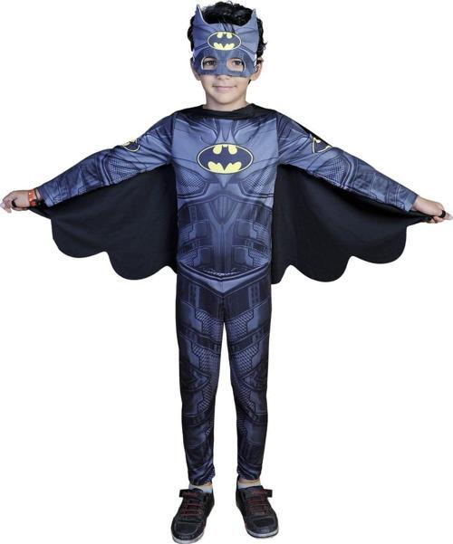 Pelerinli Batman Kostümü - Maskeli Batman Kostüm - Batman Çocuk Kostüm