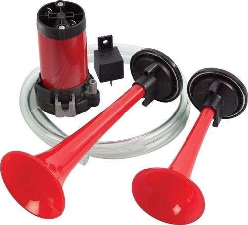 2 Borulu Kompresörlü Havalı Korna Kırmızı