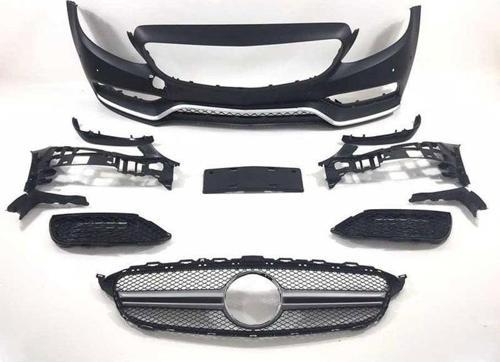 Mercedes W205 2014-2018 C63 Uyumlu Ön Tampon & Panjur Seti (Silver Trimler)