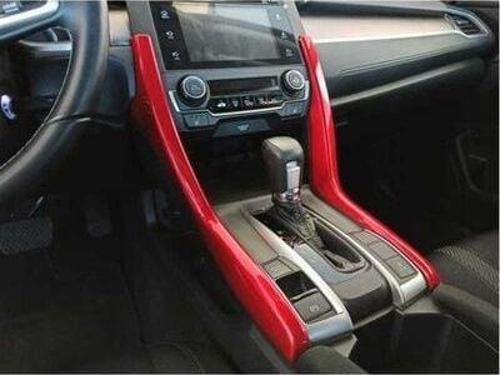Honda Civic Fc5 2016-2020 Vites Konsol Çıta Kaplama - Kırmızı
