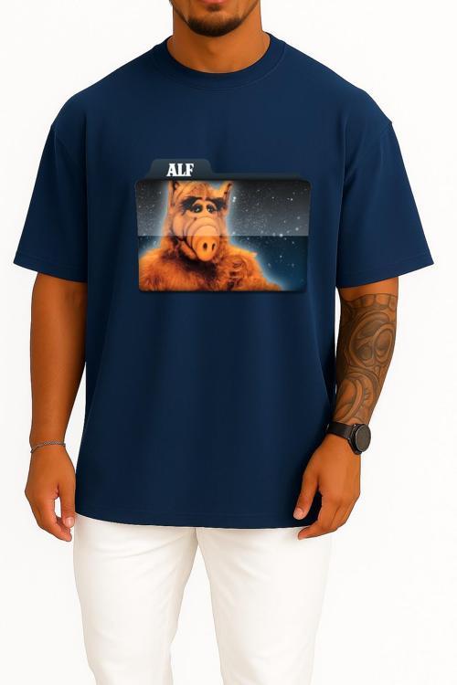 Oversize Alf Tv Series Yabancı Dizi Göğüs Tasarımlı Unisex T-Shirt