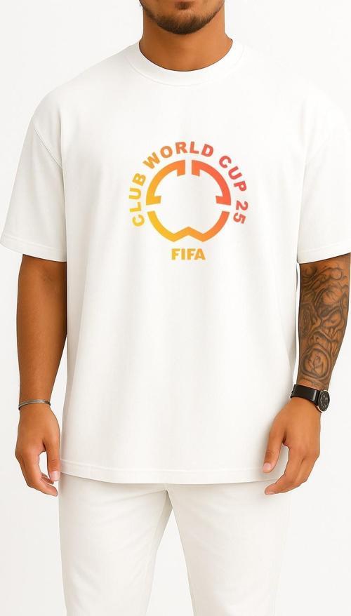 Oversize 2025 Club World Cup Dünya Kupası Göğüs Tasarımlı Unisex T-Shirt