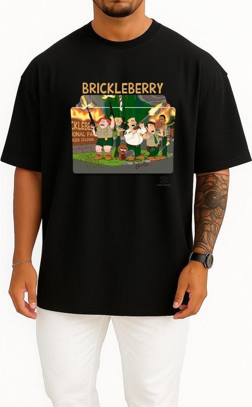 Oversize Brickleberry Series And Season Folder İcons, Brickleberry Göğüs Tasarımlı Unisex T-Shirt