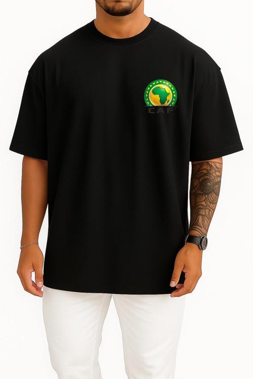 Oversize Afrika Uluslar Kupası Cep ve Sırt Tasarımlı Unisex T-Shirt