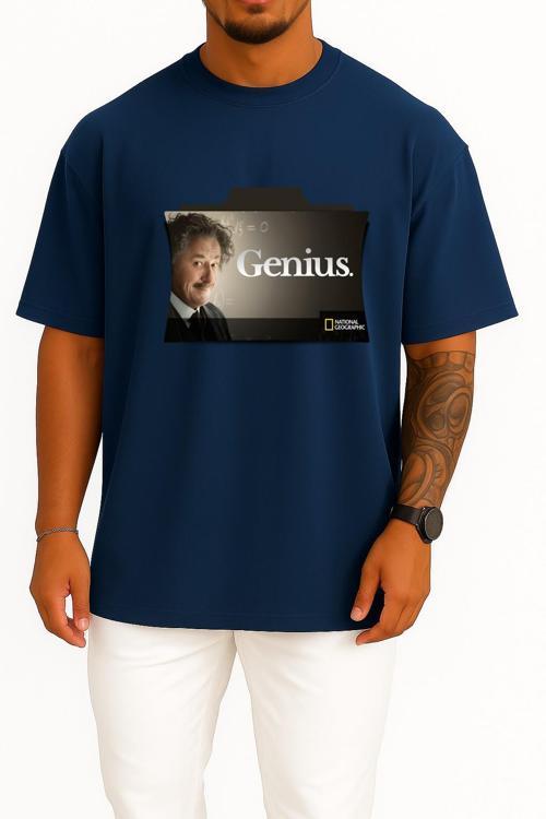 Oversize Genius Season 1 Tv Series Folder Icon, Genius Transparent Background Göğüs Tasarımlı Unisex T-Shirt