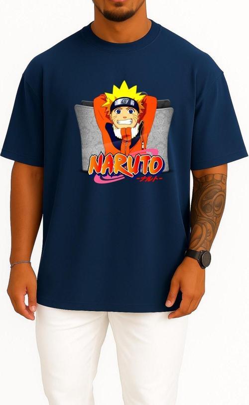 Oversize Naruto Folder Icon, Naruto Folder Icon Transparent Göğüs Tasarımlı Unisex T-Shirt
