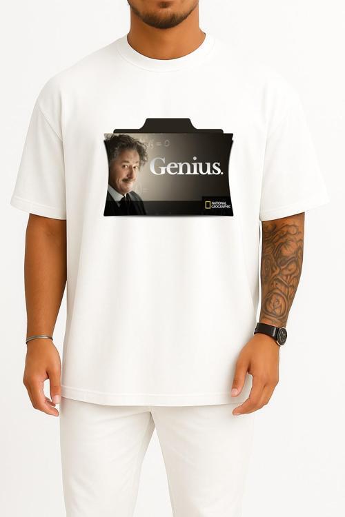 Oversize Genius Season 1 Tv Series Folder Icon, Genius Transparent Background Göğüs Tasarımlı Unisex T-Shirt
