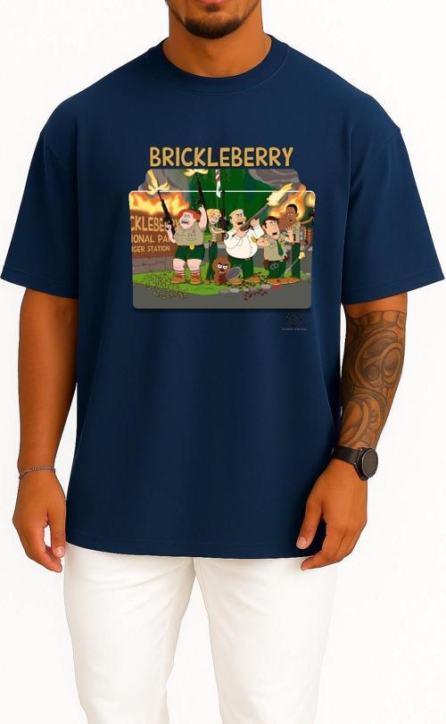 Oversize Brickleberry Series And Season Folder İcons, Brickleberry Göğüs Tasarımlı Unisex T-Shirt