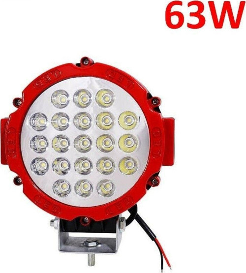 63W CRE Power Led Üniversal Yuvarlak Sis Lambası 21 Ledli Kırmızı