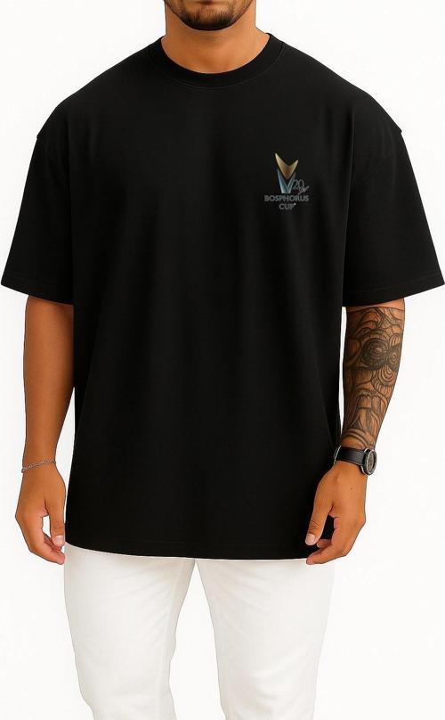 Oversize Bosphorus Cup 20.Yıl Cep ve Sırt Tasarımlı Unisex T-Shirt