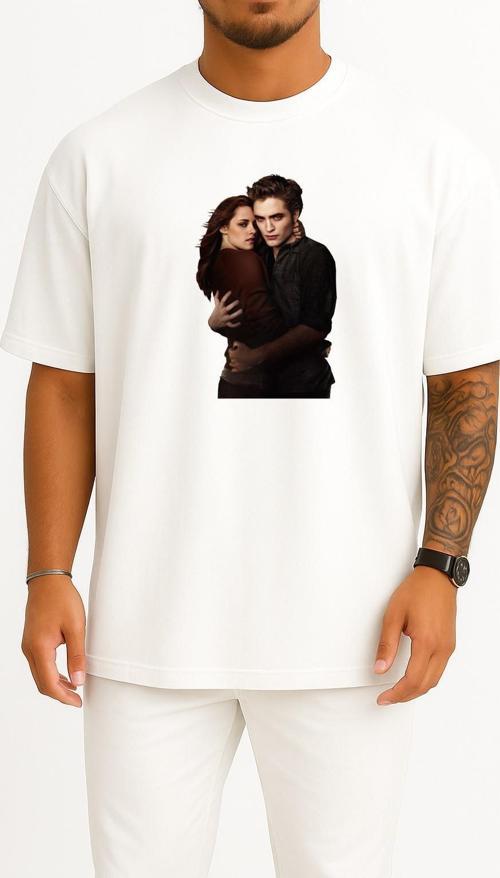 Oversize Kristen Stewart The Twilight Saga Göğüs Tasarımlı Unisex T-Shirt